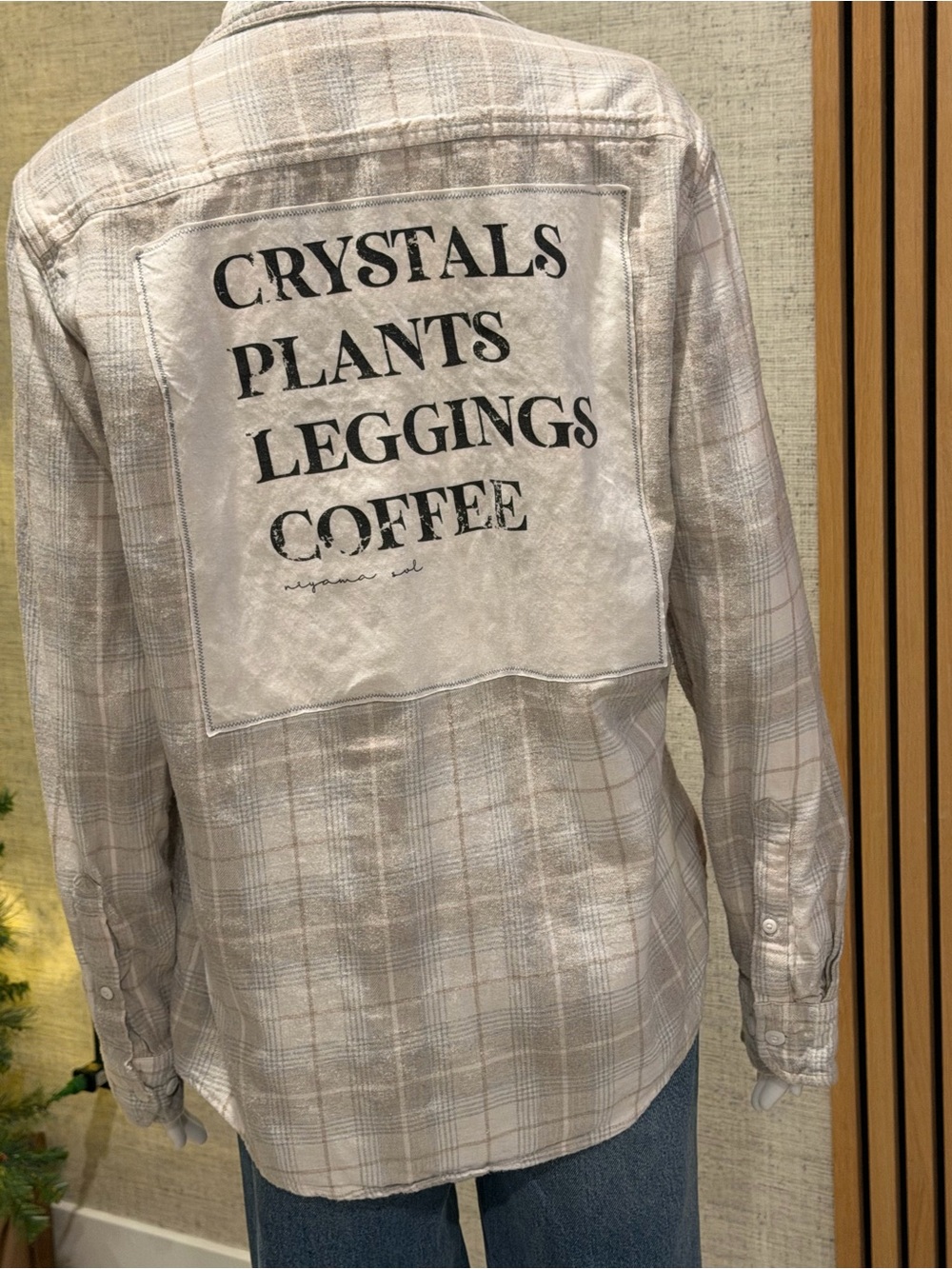 Sonoma Beige Plaid Button-Down Shirt with Back Graphic - Picture 2 of 4
